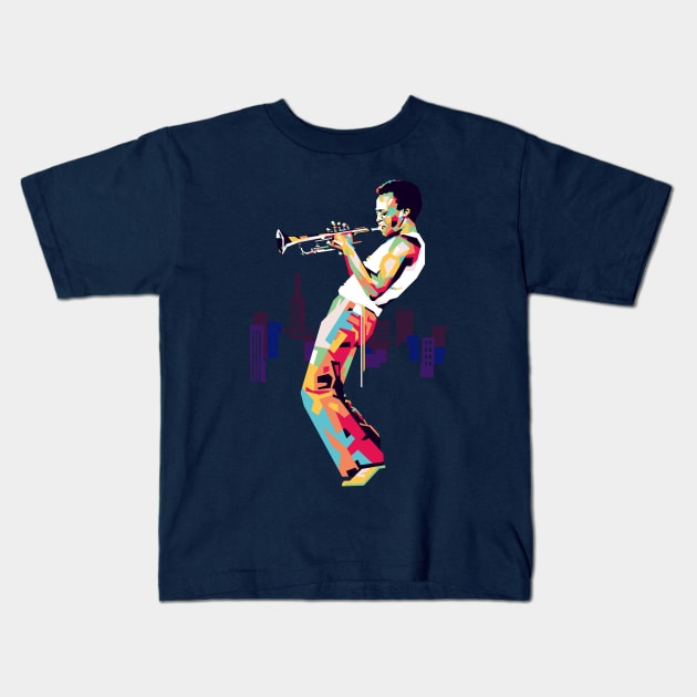 jazzman with horn wpap pop art Kids T-Shirt by BAJAJU